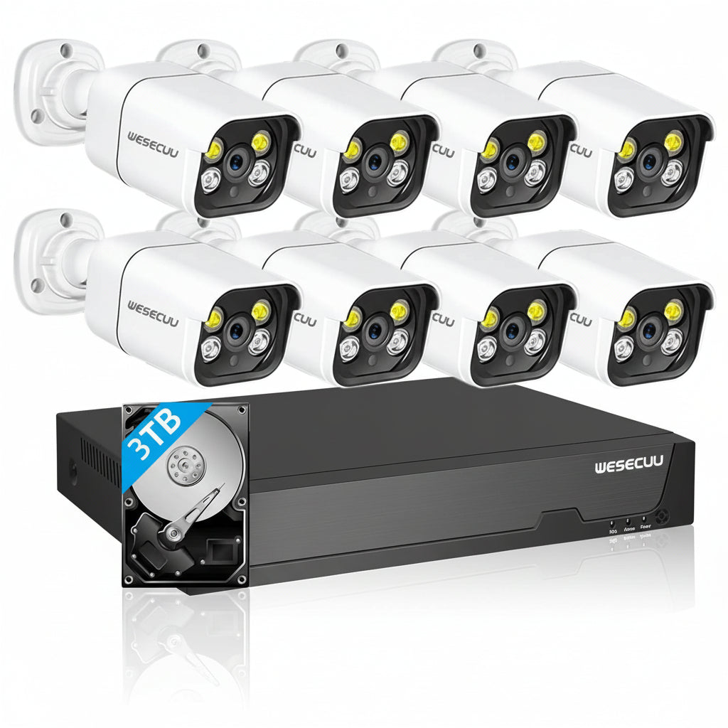 Poe Security Camera System, 4K CCTV Camera Security System 4Pcs IP Home Security Cameras Outdoor, 2-Way Audio, Human Detection Home Camera System (8 CAM)